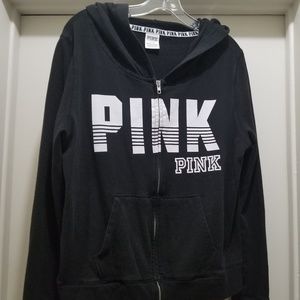 vs pink large black zip up